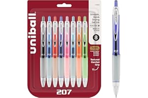 UNI-BALL uniball Signo 207 Gel Pen, Retractable, Medium 0.7 Mm, Assorted Ink And Barrel Colors, 8/pack