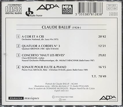 Claude Ballif A Cor Et A Cri Amazon De Musik