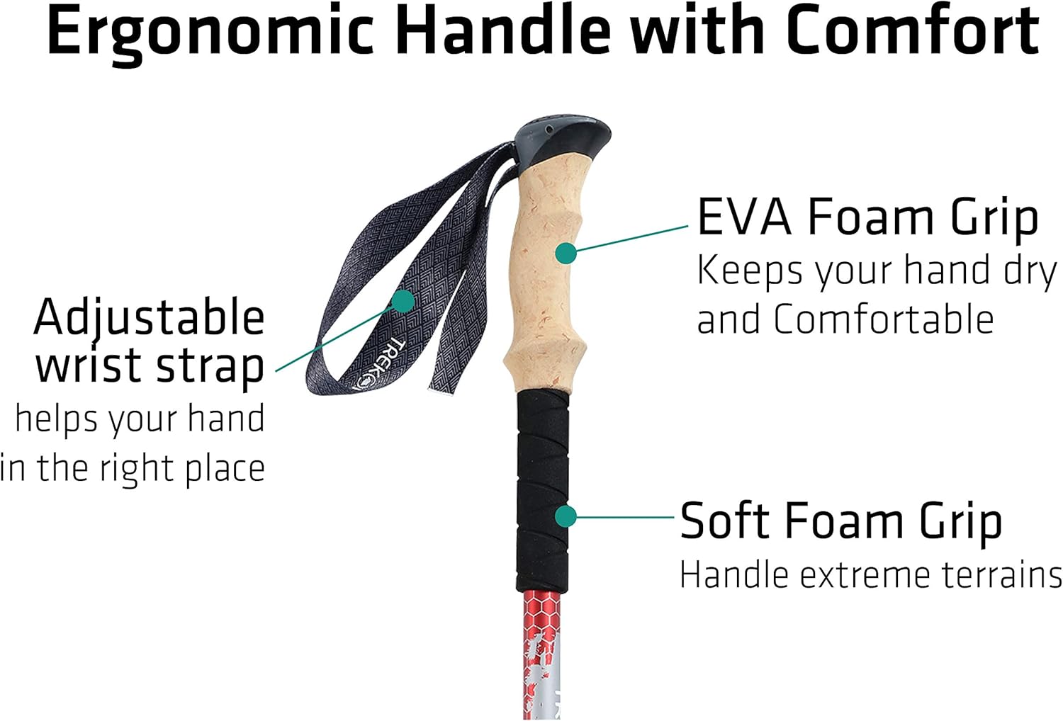 TREKOLOGY Trekking Poles Collapsible Adjustable 2pc/Set Aluminum