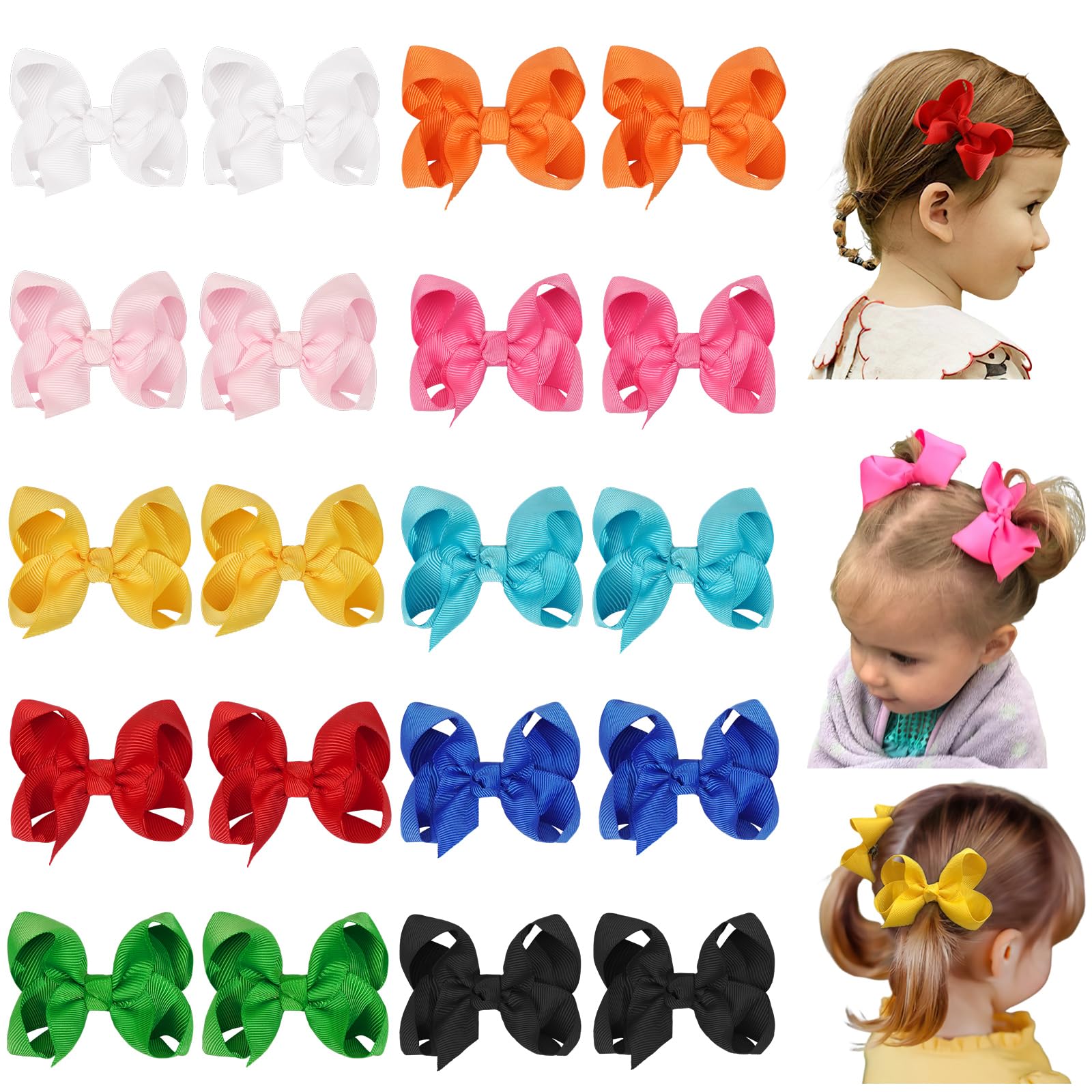 Photo 1 of 20PCS 3 Inch Hair Bows for Girls Grosgrain Ribbon Toddler Hair Accessories with Alligator Clips for Toddlers Baby Girls Kids Teens in Pairs