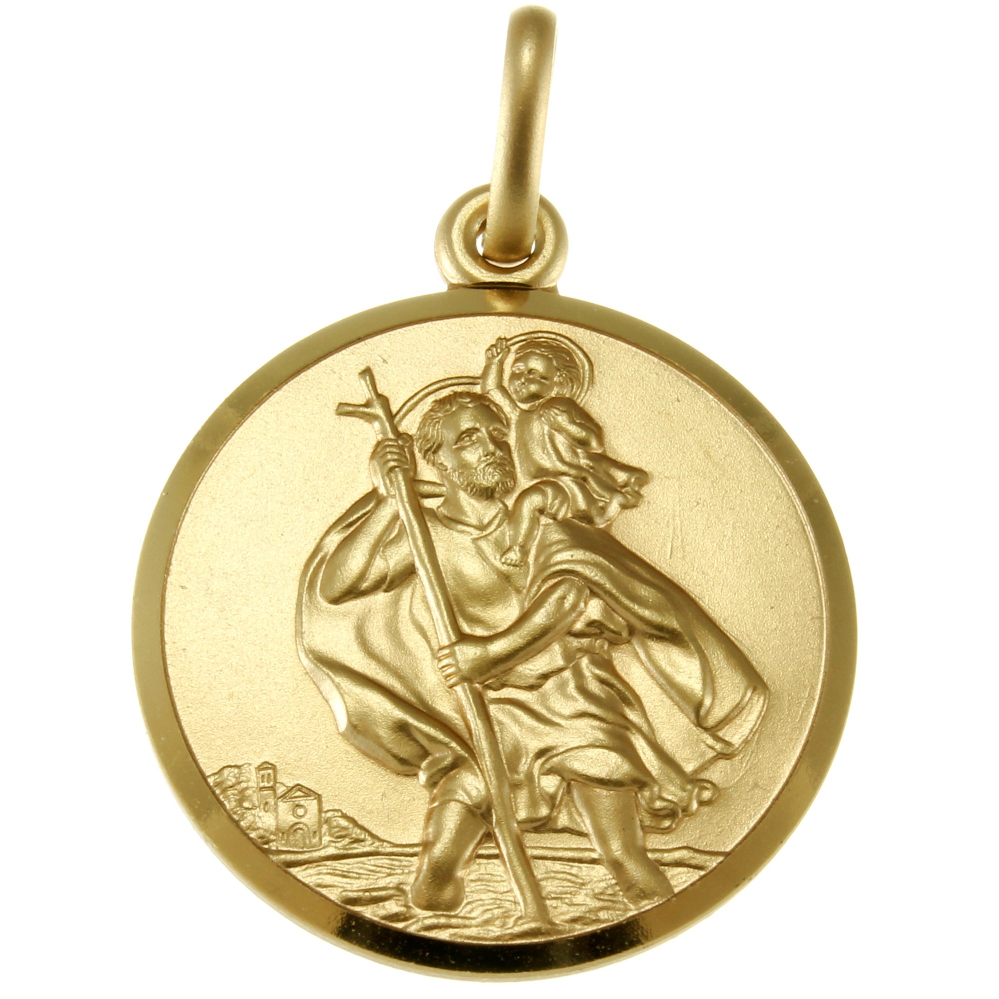 Alexander Castle Solid 9ct Gold St Christopher Pendant Medal for Women Men Boys Girls - 20mm - PENDANT ONLY with Jewellery Gift Box