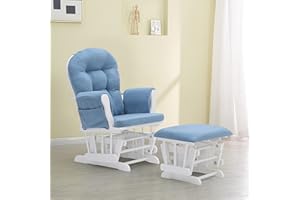 Rejoice Home Atoll Glider with Ottoman, White/Blue