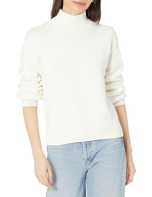 Amazon Essentials Women's Pull-Over Cotton Sweaters, Funnel-Neck, Available in Plus Size, Eggshell White, X-Large