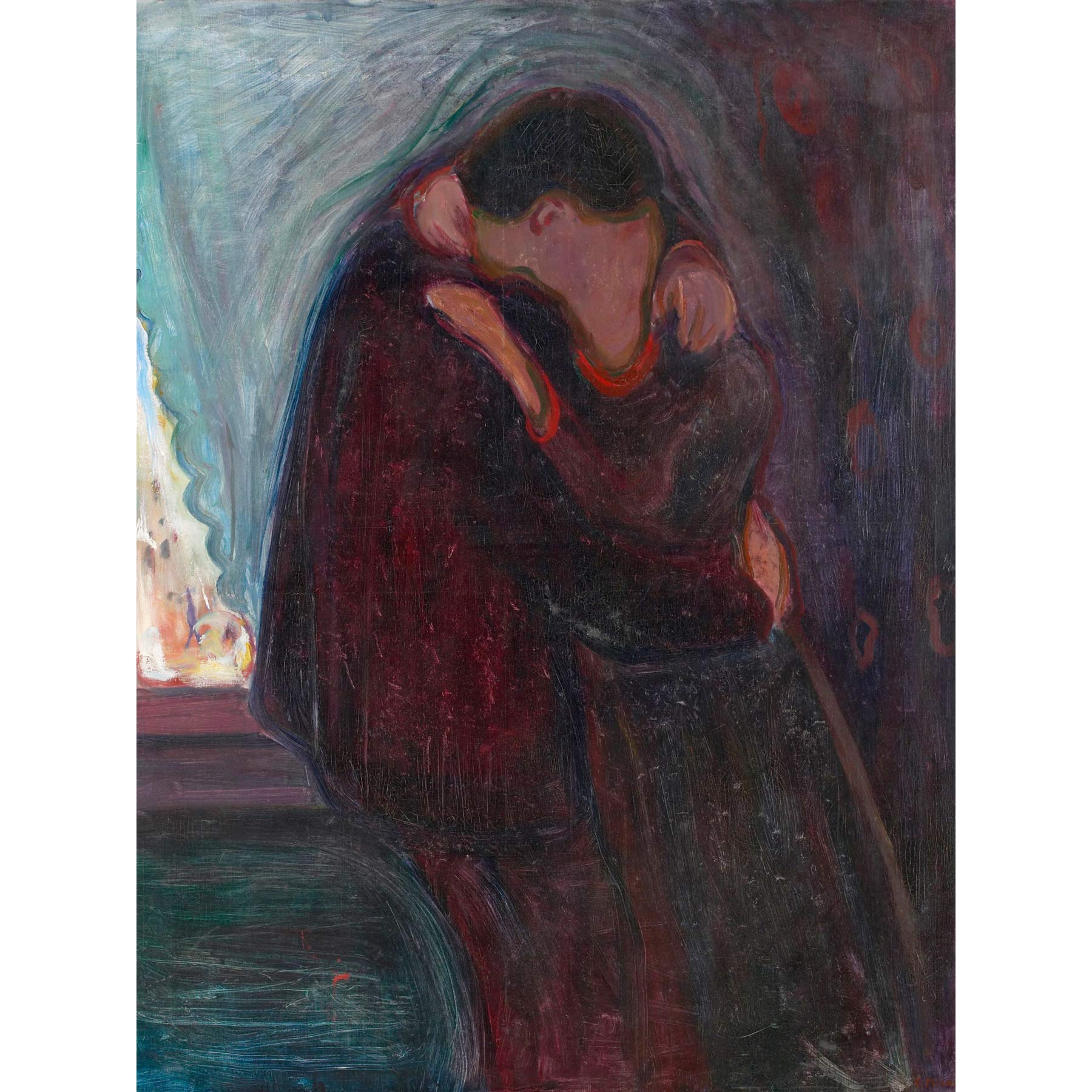 Edvard Munch The Kiss Painting Premium Wall Art Canvas Print 18X24 Inch