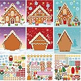 Ceiba Tree Make A Gingerbread House Stickers Sheets Make Your Own Christmas Crafts Christmas Gingerbread Man House Stickers 24Pcs for Kids Holiday Party Activity Game Classroom Craft