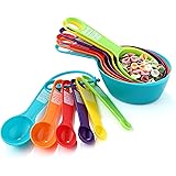 12PCS Measuring Cups, Little Cook Colorful Measuring Cups and Spoons Set, Stackable Measuring Spoons, Nesting Plastic Measuri