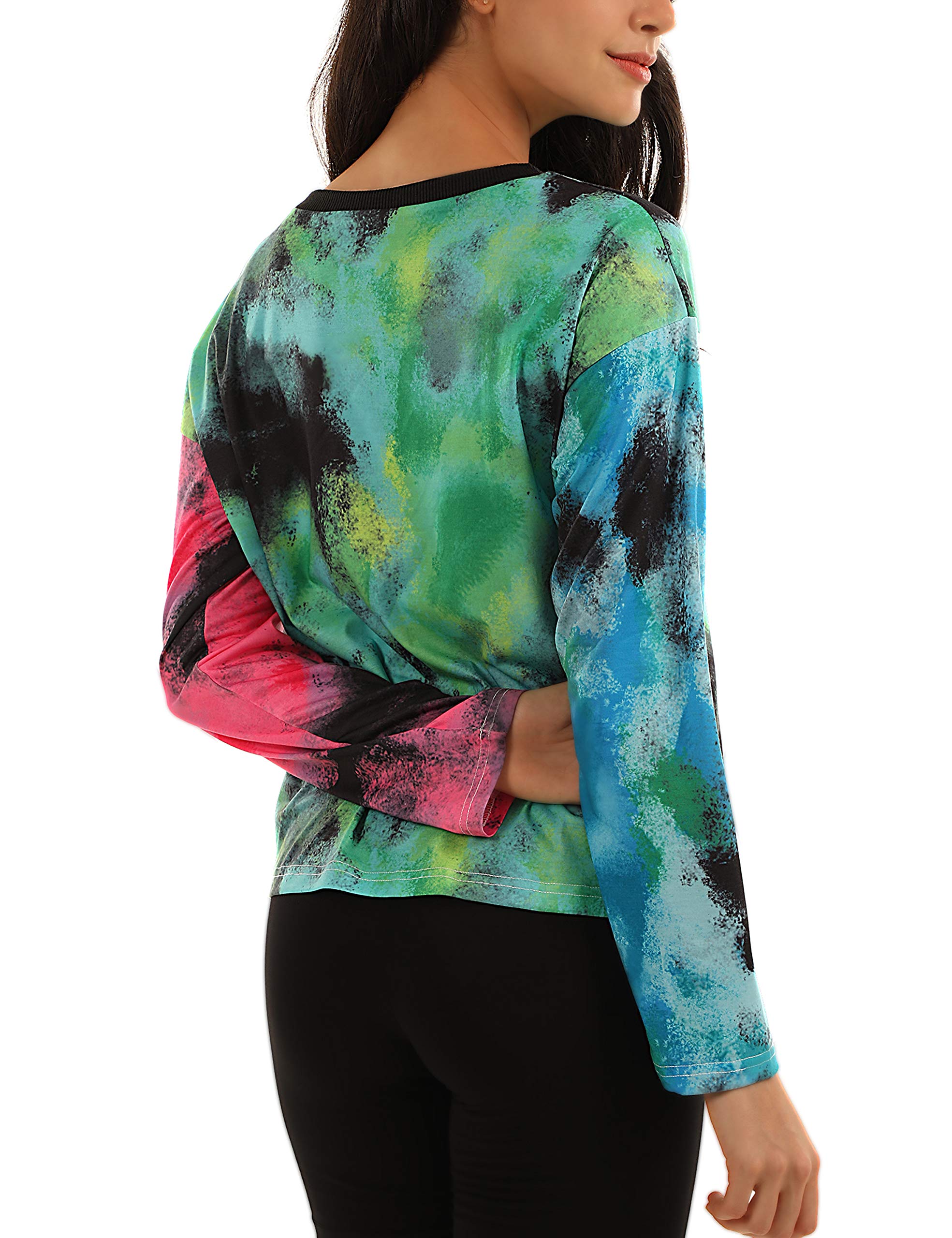 Blooming Jelly Tie Dye Shirt Long Sleeve Crew Neck T Shirts Casual Cute Tops Tee(M,Multi)