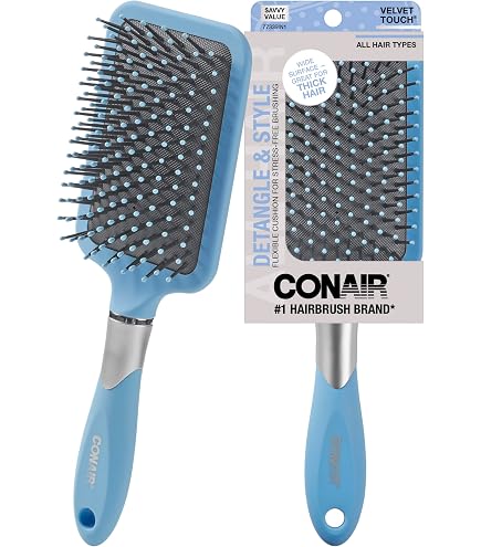 Conair Gel Grips Paddle Brush, 1ct, Ball Tipped Bristles, Flexible