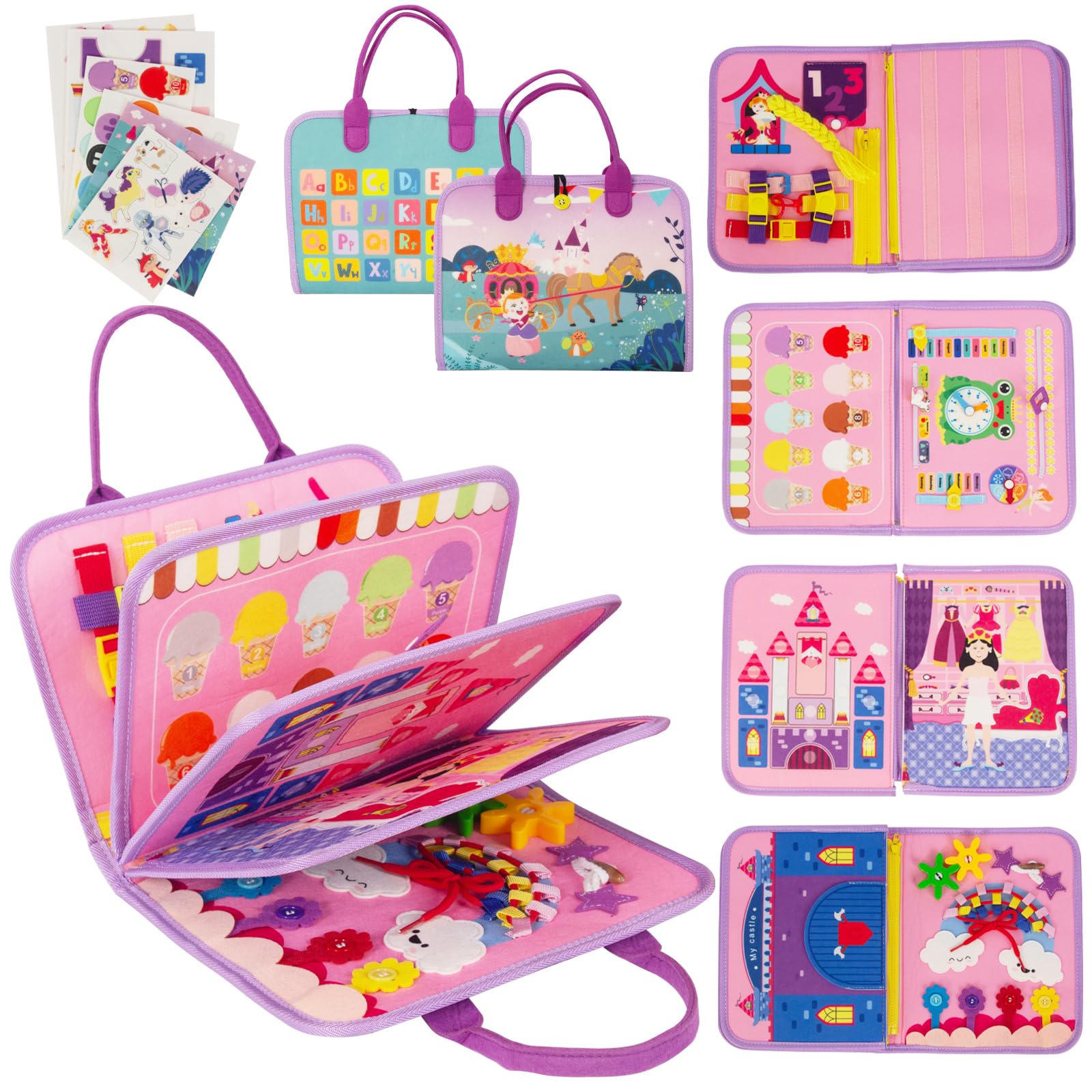 WOODENFUN Quiet Book Montessori Toy Baby Busy Board Activity Book for Children 1 2 3 Years Nursery (Purple) — image 1