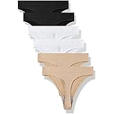 GRANKEE Women's High Waisted Breathable Seamless Thong Panties,No Show Workout Underwear,Comfortable Cotton Crotch,6 Pack