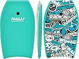 Nalu Bodyboard 33in Teal with Leash Crescent Tail XPE Core Beginner Board