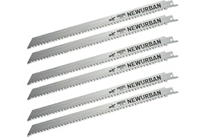 NEWURBAN 6 Pack 12 in (300mm) / 8TPI Stainless Steel Reciprocating Saw Blades for Frozen Meat Bone Food Cutting