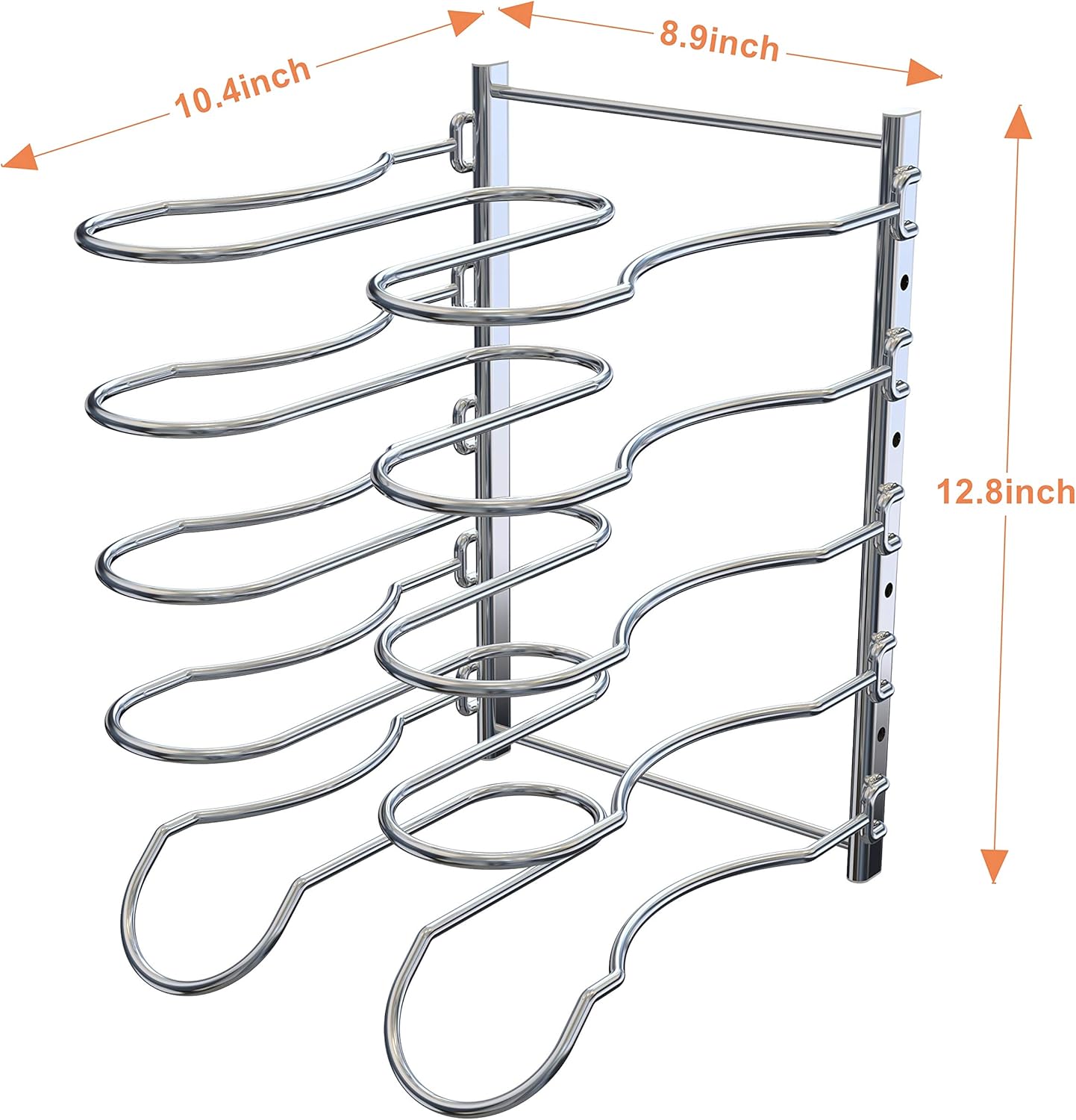 CAXXA Heavy Duty Pan Rack, Pot Lid Rack, Kitchen Cabinet Pantry Cookware Organizer Rack Holder | 5 Adjustable Dividers, Chrome: Kitchen & Dining