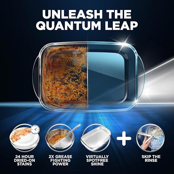 FINISH QUANTUM DISHWASHER PODS, NO PRE-RINSE DISHWASHER DETERGENT SOAP REMOVES 24HR DRIED-ON STAIN AND GREASE, LEAVING A VIRTUALLY SPOTLESS SHINE, 62 COUNT