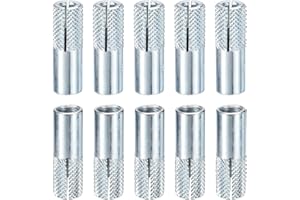 DTGN 5/16" x 1-3/16" Drop-in Anchors - 10 Pack - Carbon Steel Sleeve Anchors - Silver