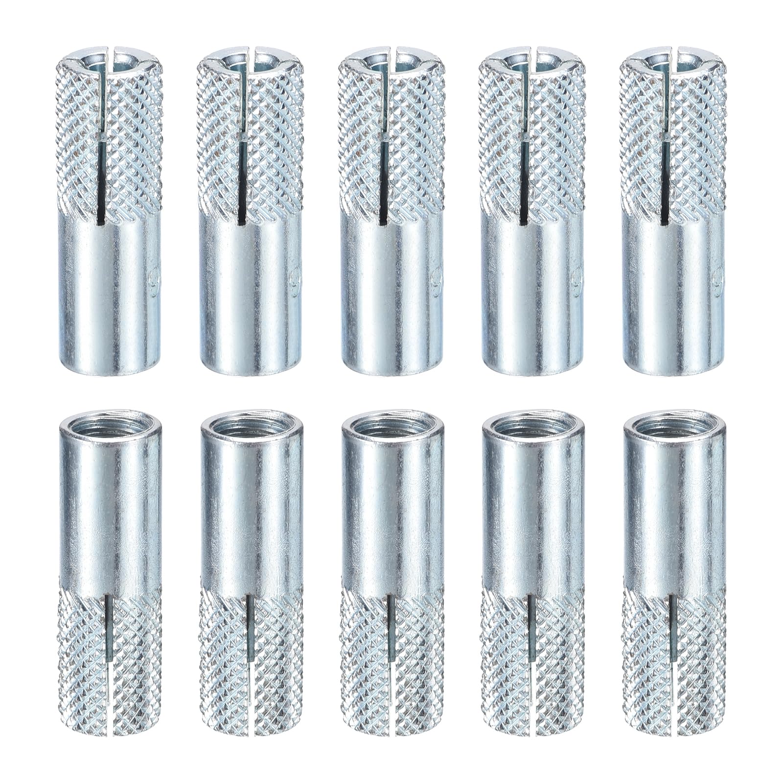 DTGN 5/16" x 1-3/16" Drop-In Anchors - 20 Pack - Good for Dry Walls Hollow Bricks Plaster - Carbon Steel Sleeve Anchors Tool Expansion Anchors - Silver