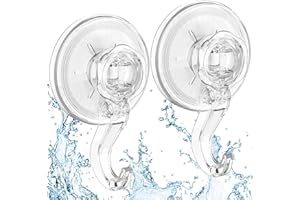 Elegear Wreath Suction Cup Hooks, Heavy Duty Hold up to 11LB, 2 Pack Reusable & Waterproof & Clear Shower Towel Hanger Kitchen Bathroom Hook for Loofah Bags Bathrobes