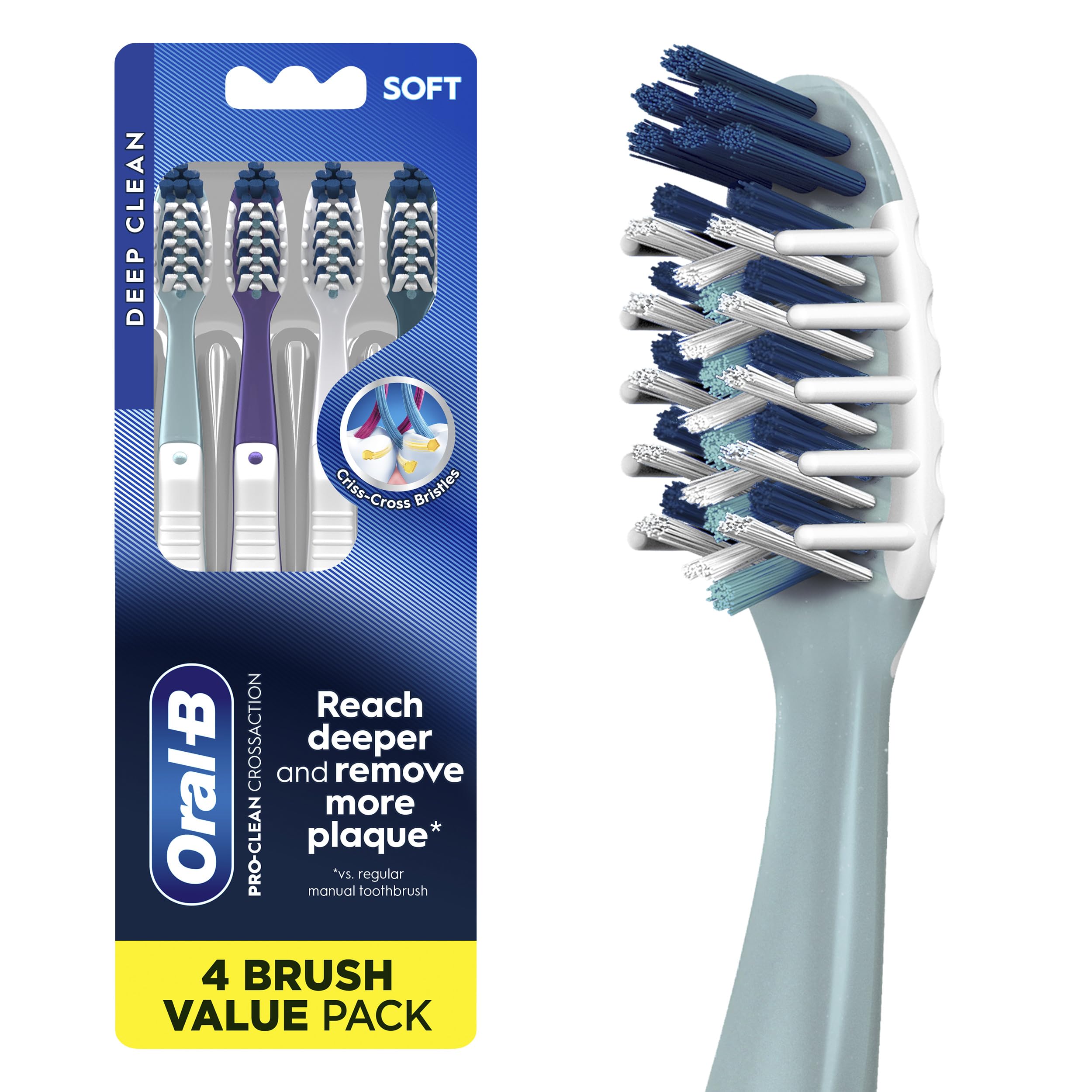 Oral-B Pro-Health Toothbrush, All-in-One, 4 Count, Color may vary