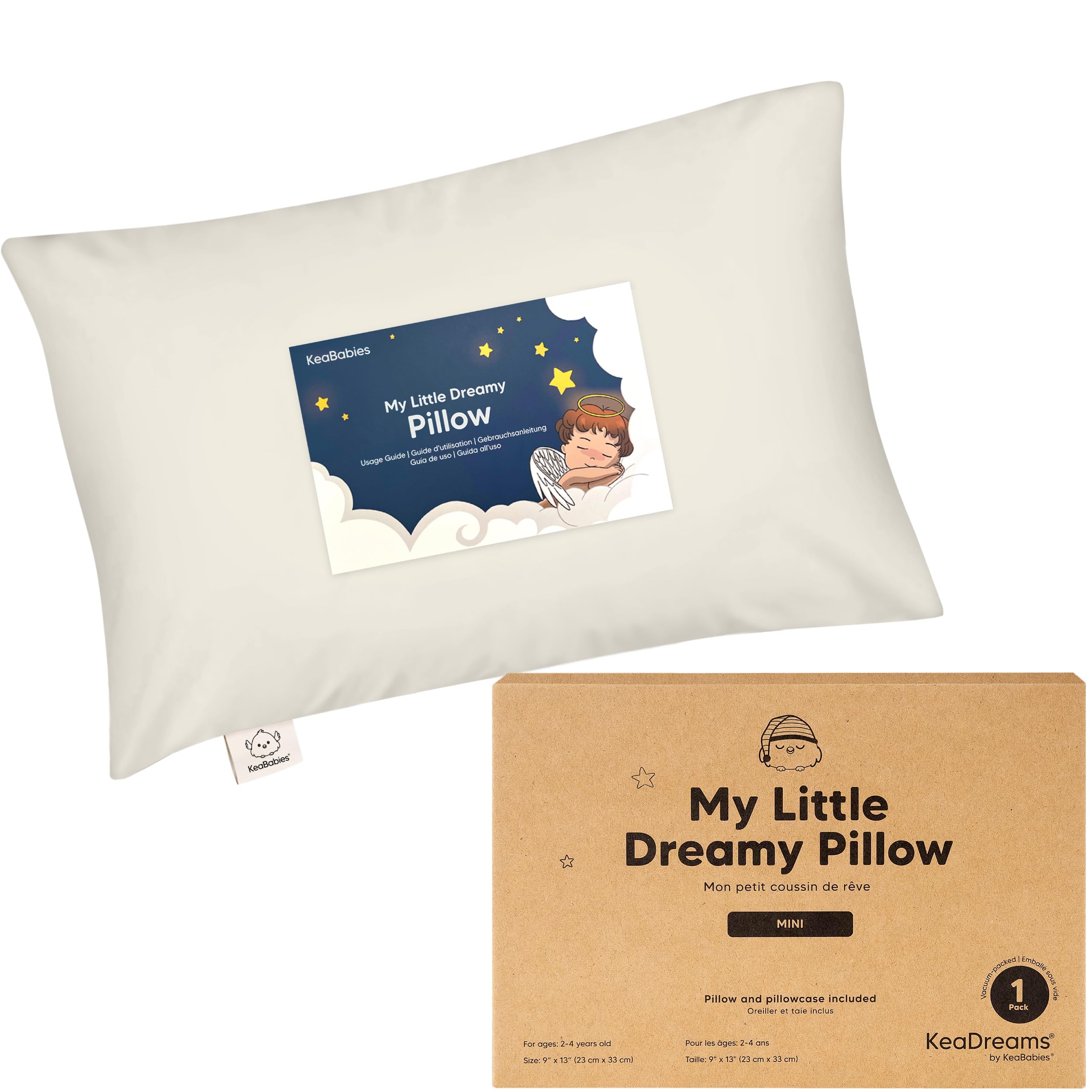 Photo 1 of Mini Toddler Pillow with Pillowcase - 9x13 My Little Dreamy Travel Kids Pillow for Sleeping, Toddler Bed, Small, Tiny, Organic Cotton Pillowcase, Soft & Breathable, Kids 2-4 Years Old (Clay)