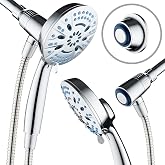 AquaCare Magneton 8-Mode High Pressure Handheld Shower Head with 2 Brackets | Space-age Magnetic Guidance Docking, Giant 5-inch Face with Hygienic Jets, Extra-long 6 ft. Stainless Steel Hose / Chrome