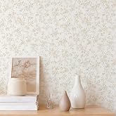 Fiula Peel and Stick Wallpaper for Nursery Beige Cherry Blossom Waterproof | 78.7"&times;17.3" Neutral Floral Watercolor Wallpaper Gentle Accent Wall Decor with Grid Lines for Bedroom Vinyl Self-adhesive