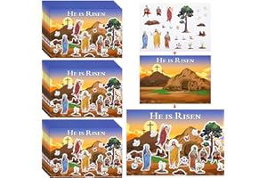 Yexiya 60 Sets Make an Easter He Is Risen Sticker Scenes Easter Crafts for People Religious Gifts Jesus Resurrection Stickers