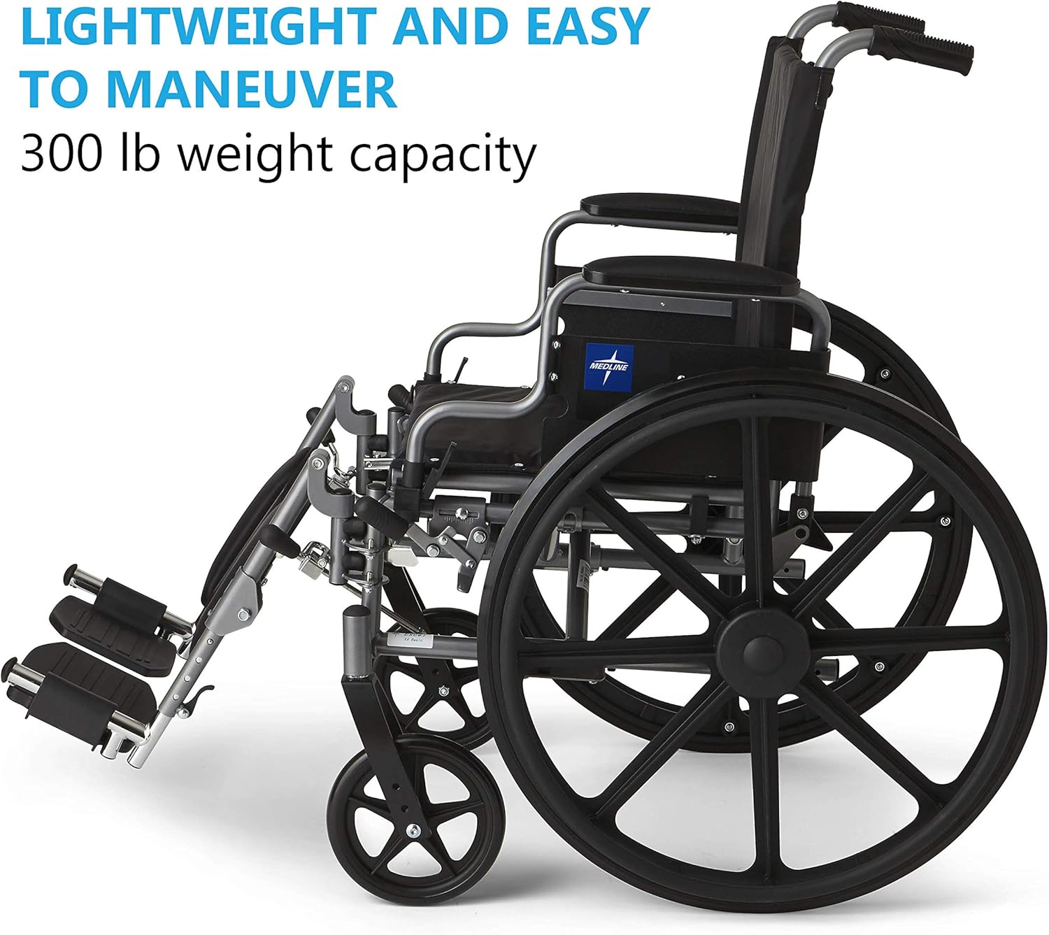 Medline Lightweight & User-Friendly Wheelchair With Flip-Back, Desk-Length Arms & Elevating Leg Rests for Extra Comfort, Gray, 18" Seat: Health & Personal Care