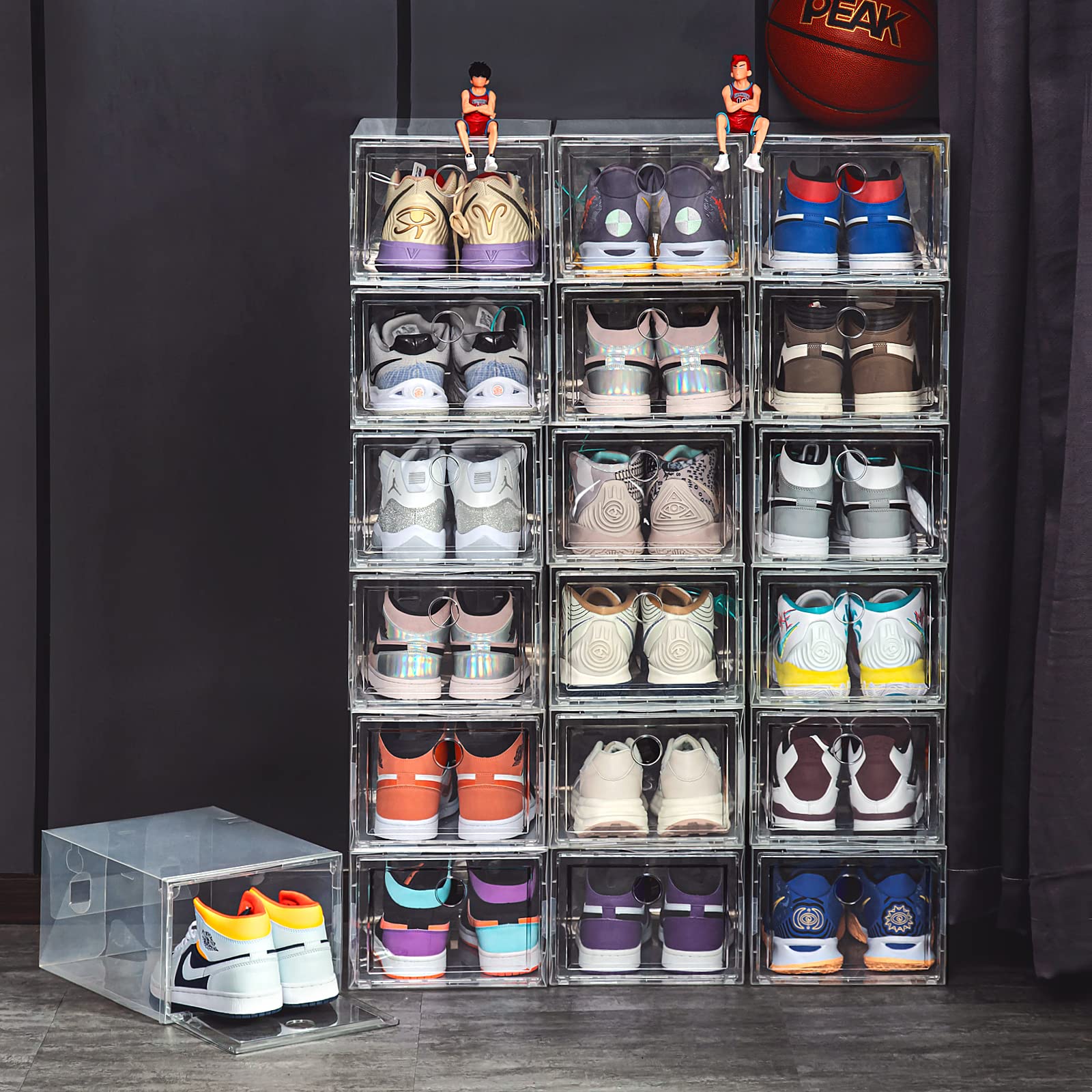Mua MMBABY 12 Pack Shoe Storage Box Clear Plastic Stackable Drop Front ...