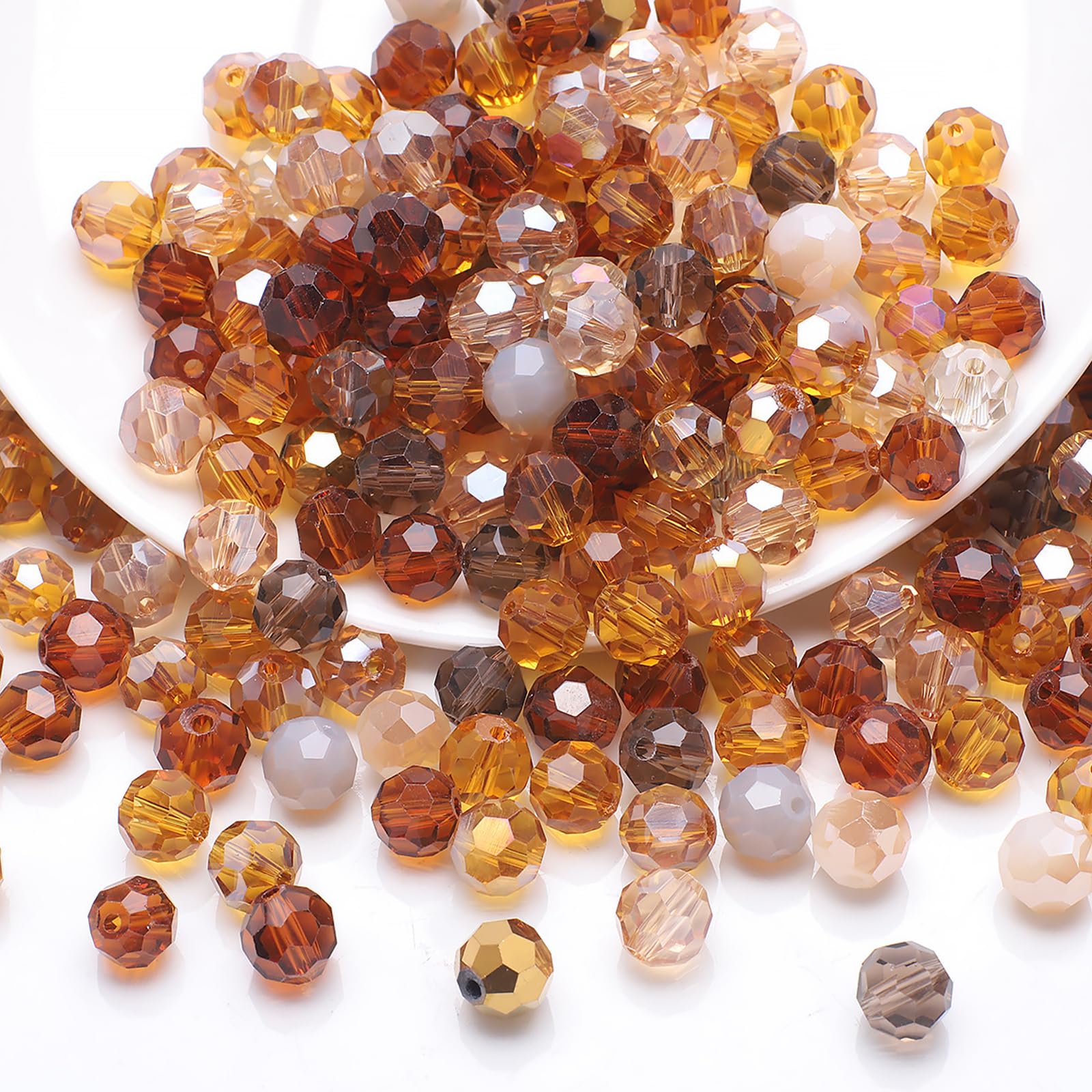 Photo 1 of 100PCS 8MM Crystal Glass Beads for Jewelry Making Coffee Series Rondelle Facted Crystal Glass Beads for Bracelet Making Round Glass Spacer Beads for DIY Crafts Wind Chimes Suncatchers