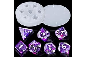 Juome Resin Molds - Silicone Molds for Epoxy Resin Casting with 7 Standard Dice Cavities, DIY Dice Making, Tabletop Gaming Gift