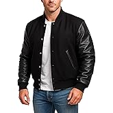 LP-FACON Unisex Varsity Letterman Jacket | Mens College Baseball High School Bomber Wool + Faux Leather Jacket