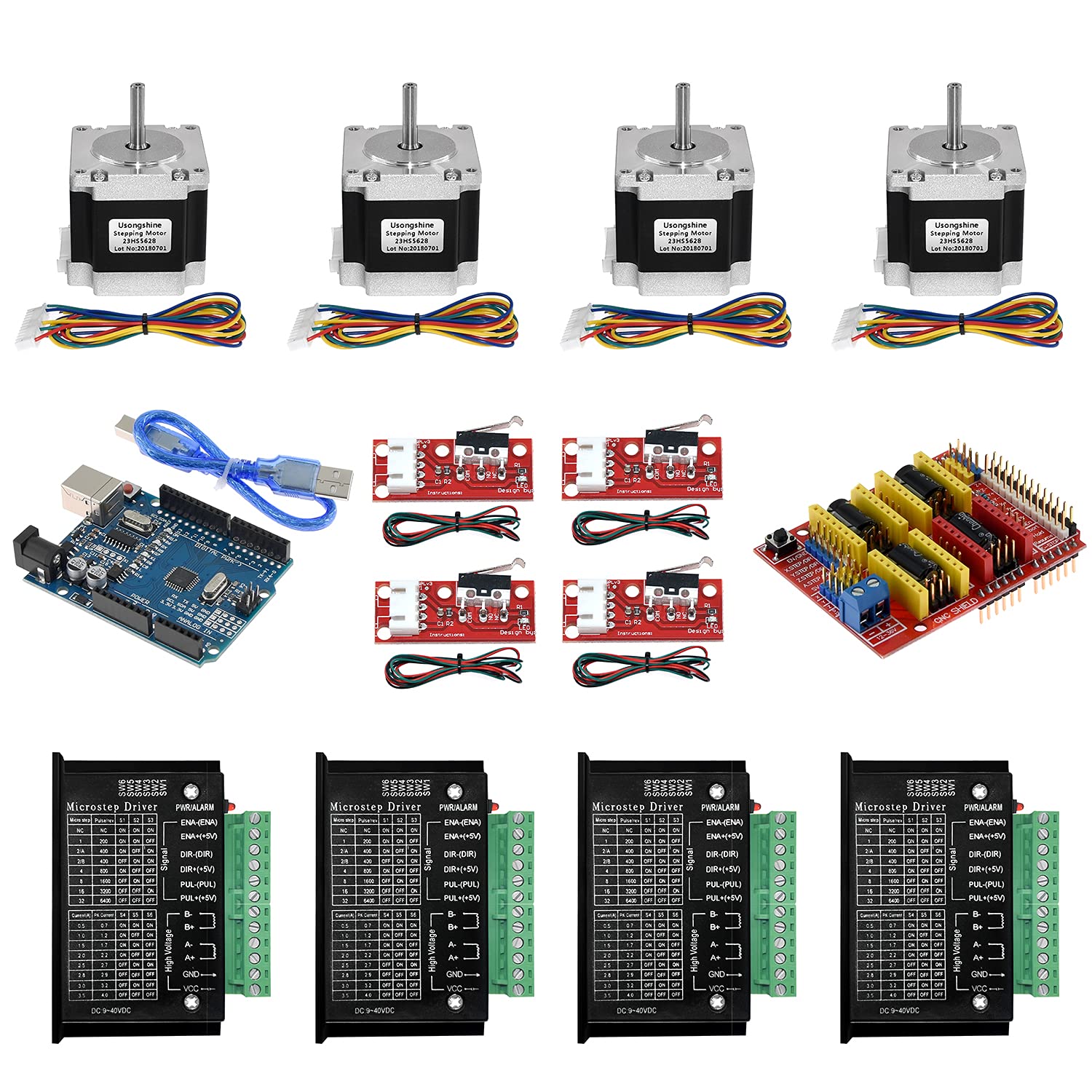 Photo 1 of Twotrees CNC Controller Kit with Nema 23 Stepper Motor,TB6600 Stepper Motor Driver,GRBL CNC Shield Board?Switch Endstop-6.35mm