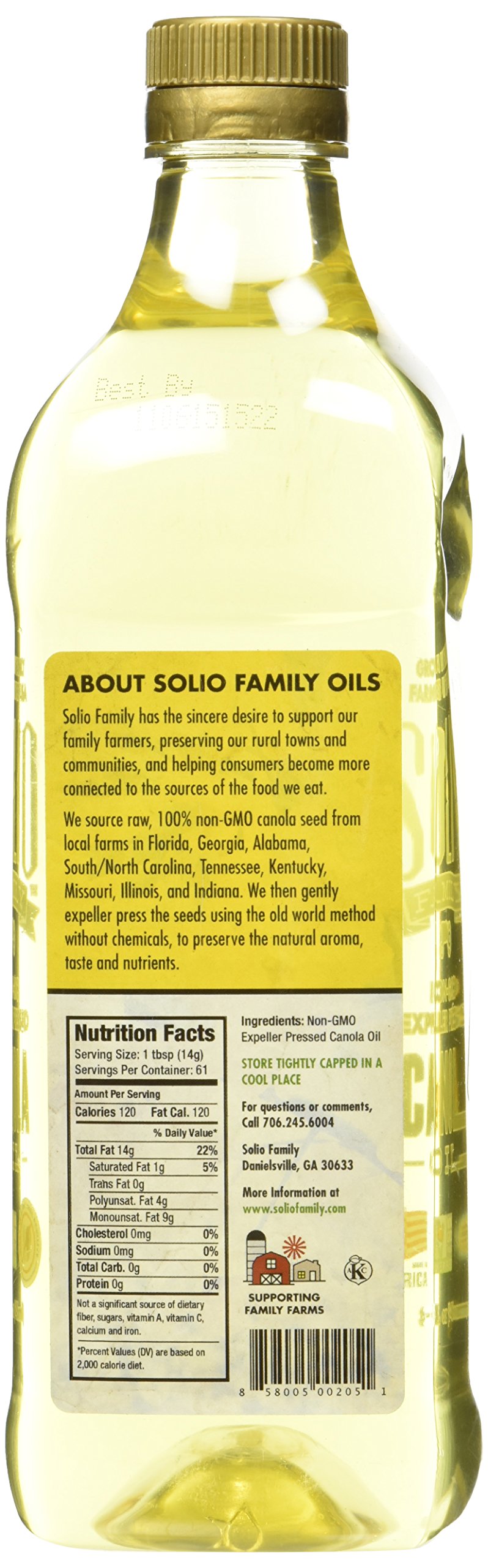Solio Family NonGMO Expeller Pressed Canola Oil, 32 Ounce on Galleon