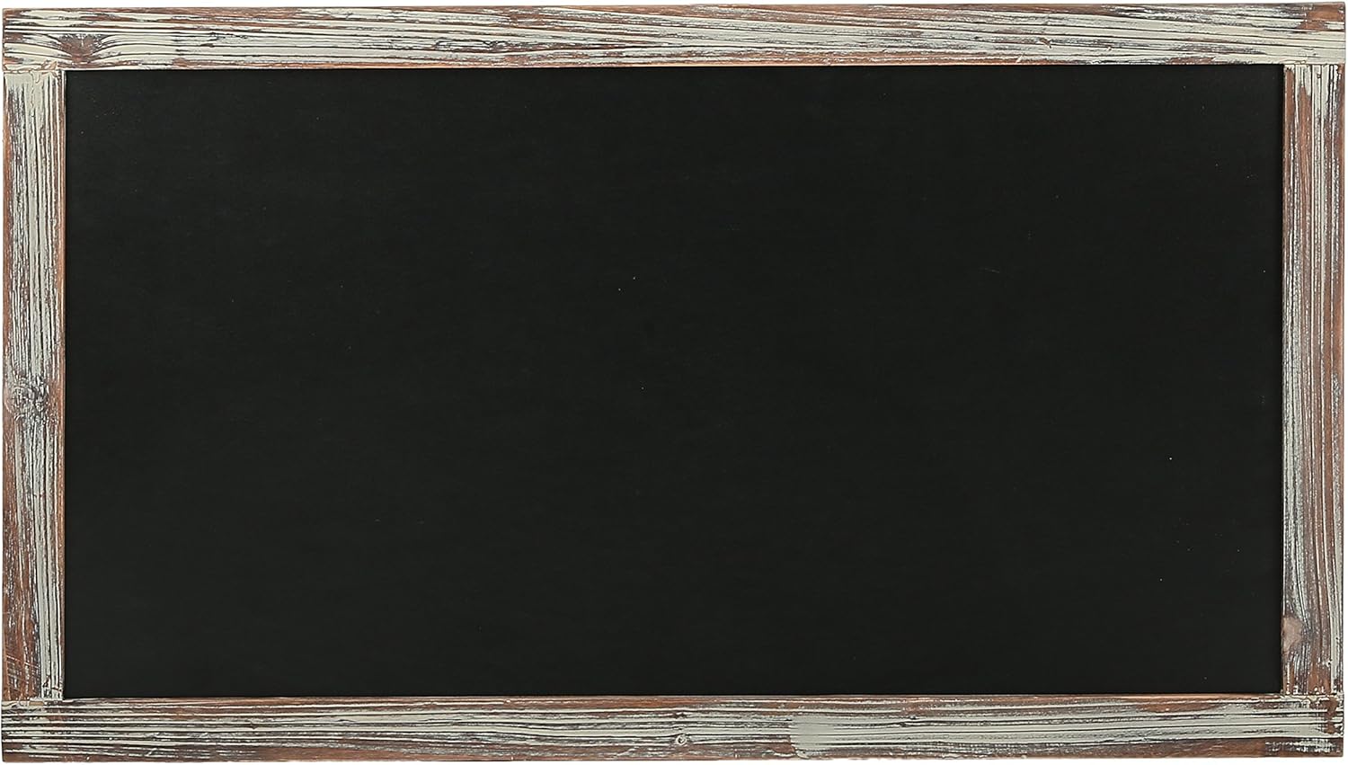 MyGift 35-Inch Wall-Mounted Chalkboard, Vertical/Horizontal Hanging Torched Wood Frame Message Board : Office Products