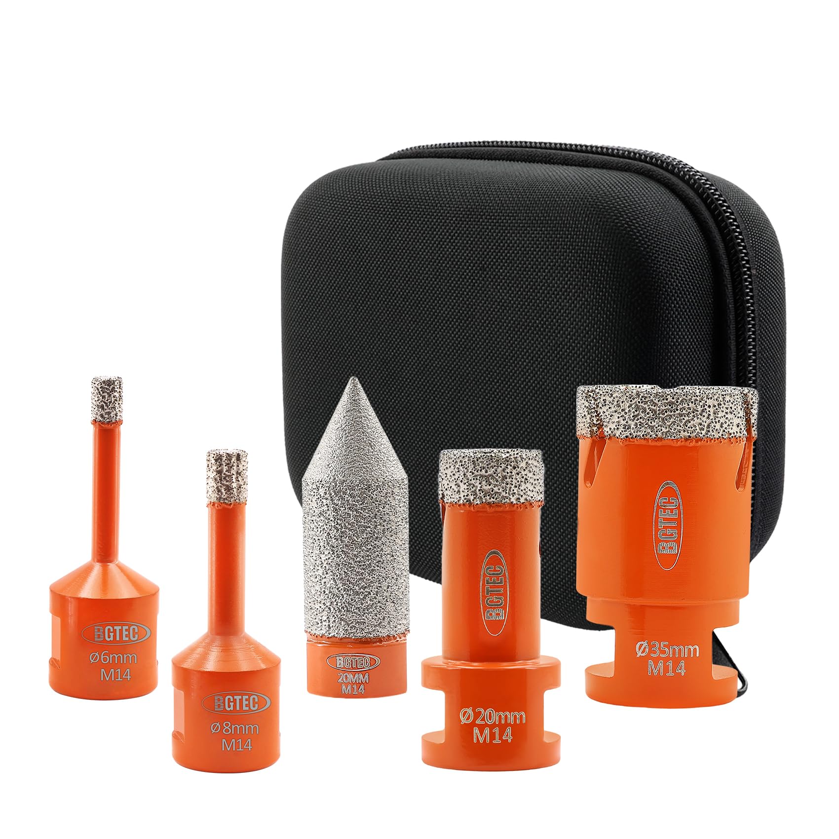 BGTEC Diamond Core Drill Bit Set - 6/8/20/35mm M14 Diamond Hole Saw Kit & 0-20mm Chamfer Finger Bit for Tile Porcelain Stoneware Ceramic Marble Granite Drilling,Suitable For Angle Grinders — image 1