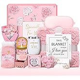 Joyliss Valentines Day Gifts for Her, Birthday Gifts for Women, Get Well Soon Gift Basket Care Package Self Care Gifts Valentine's Day Gift with Flannel Blanket for Women Mom Girlfriend Sister Wife