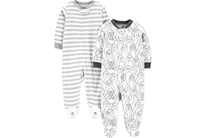 Simple Joys by Carter's unisex-baby 2-pack Neutral Fleece Footed Sleep and Play