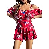 COCOPEAR One Piece Swimsuit Women Plus Size Bathing Suit Off Shoulder Tummy Control Swim Dress 2026