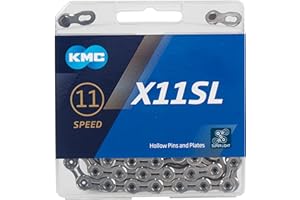 KMC X11 Chain 11-Speed SL-Series | Mountain Bike/Road/Gravel | Shimano, SRAM, Campagnolo Compatible | Missing Link Included | Silver
