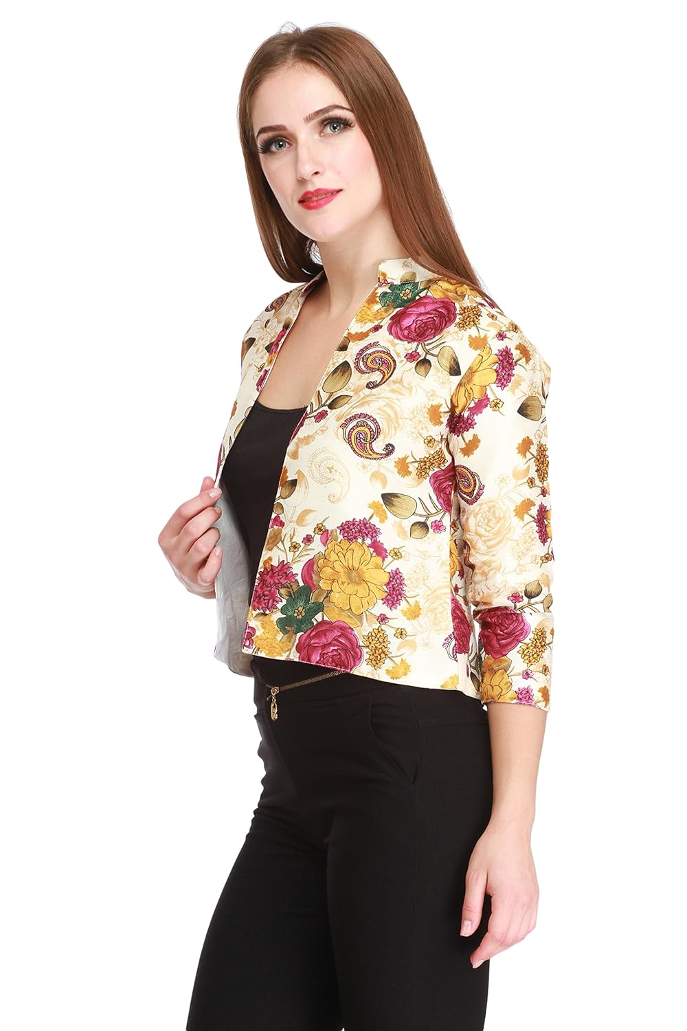 cottinfab women rayon multicolor jacket