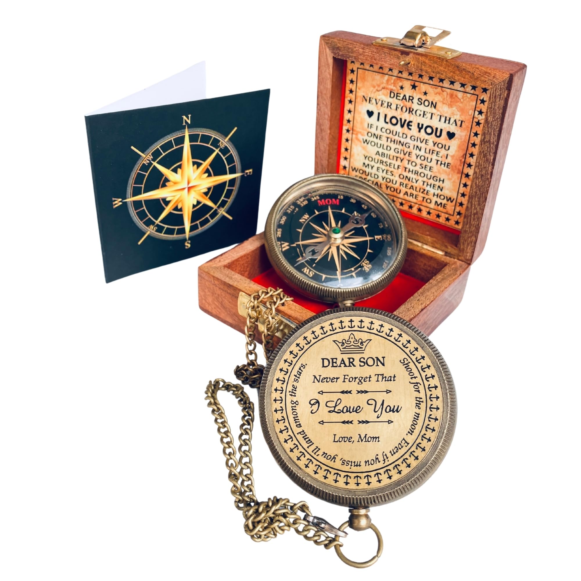 Photo 1 of Gift for Son from Mom Dad | Engraved Compass 2" - Father to Son Gifts, Mom to Son Gifts for Graduation, Birthday Baptism Confirmation Communion (Mom to Son - Black Edition)