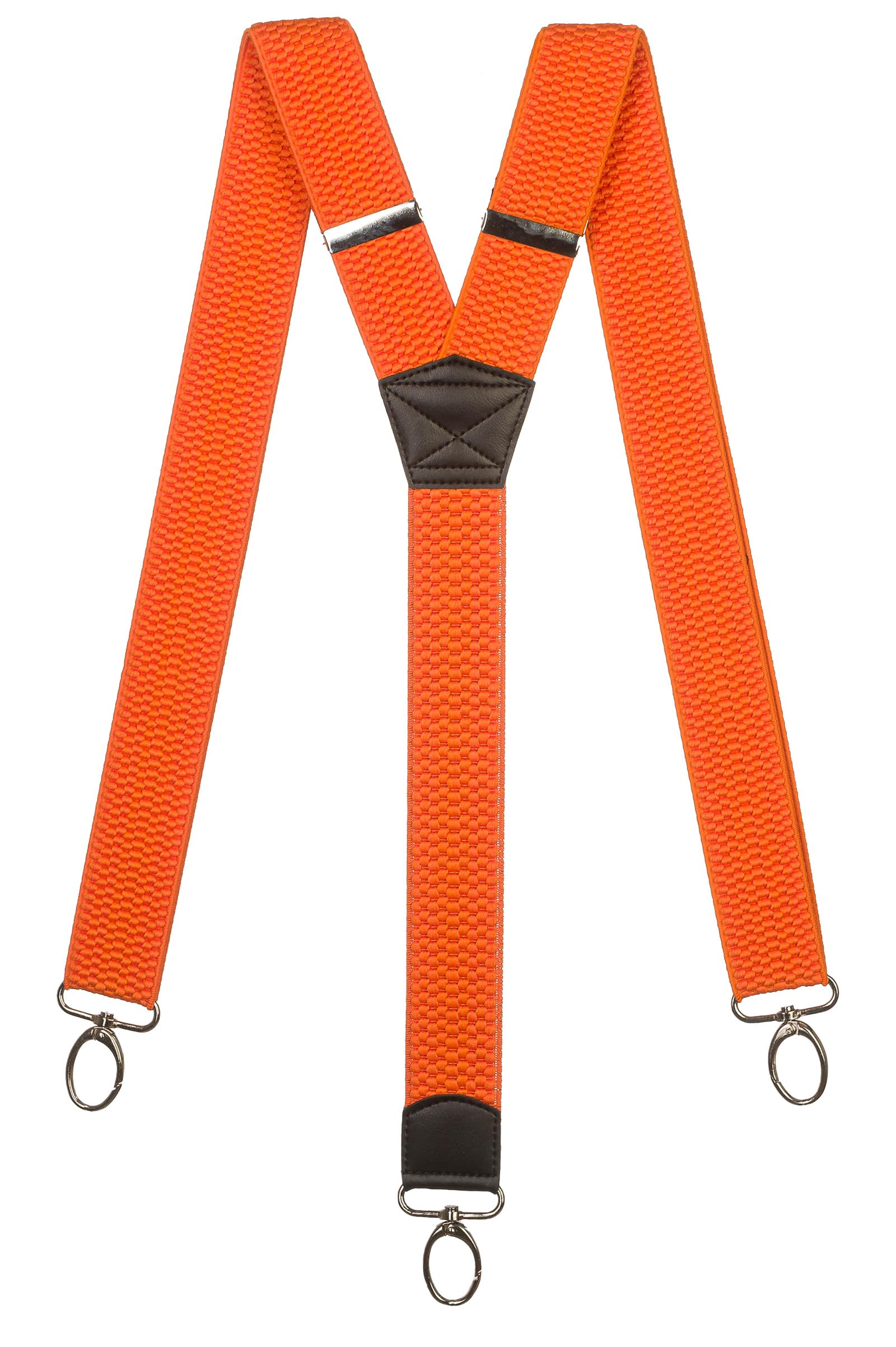 Olata Heavy Duty Y-Shape Braces/Suspenders with Carabiner Clips - 4cm. Orange