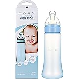 Made in USA aMACEing Zero Leak Baby Bottle with Anti-Colic Vent and Variable Flow, Leak Resistant, 10oz (Blue)