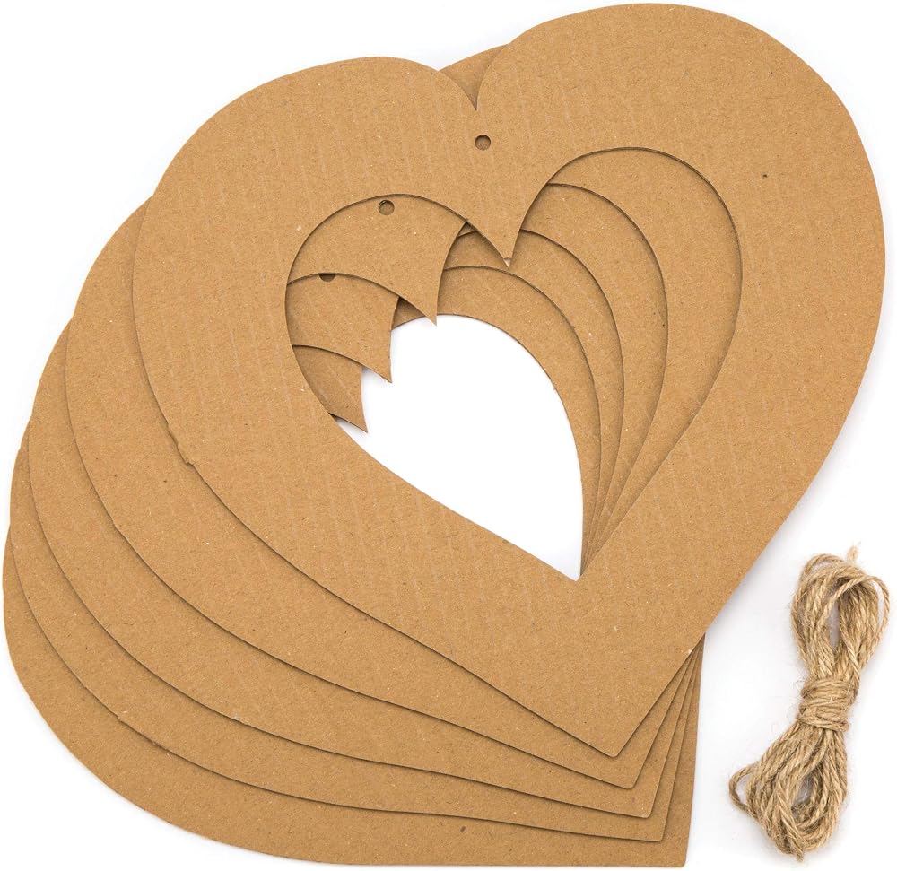 Baker Ross AR124 Heart Wreaths Pack of 10 22cm Brown
