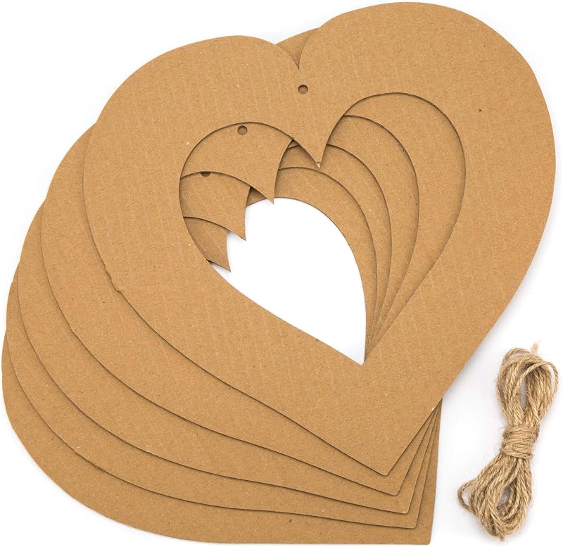 Baker Ross AR124 Heart Wreaths Pack of 10 22cm Brown