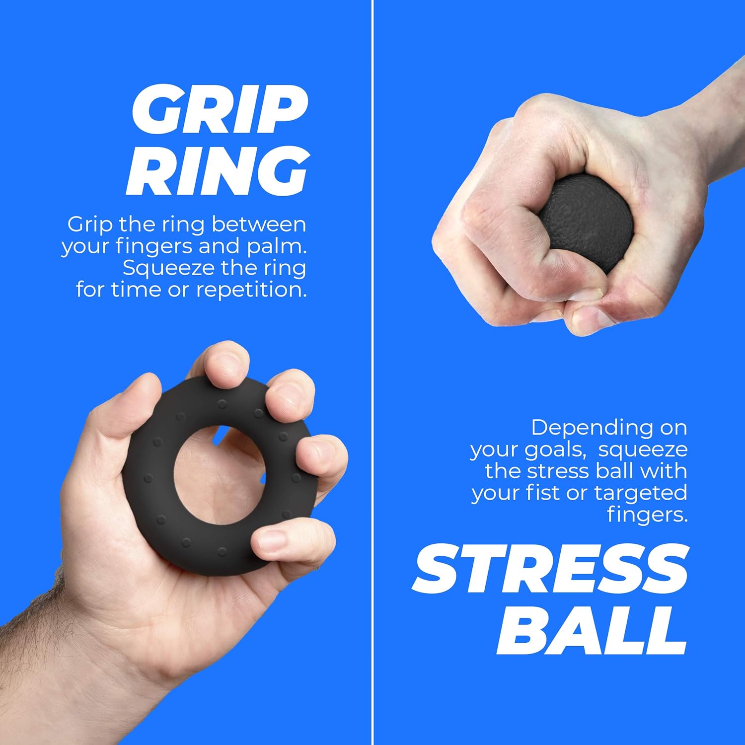 Grip Strength Trainer Kit (5 Pack), Hand Grip Strengthener Kit, Hand Strengthener & Grip Strength Kit - Hand Exerciser Grip Strengthener Kit, Grip Trainer & Hand Grips for Strength with Carry Bag: Health & Personal Care
