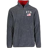 JH DESIGN Men’s USA Quarter Zip Thermal Fleece Pullover Long Sleeve Sweatshirt