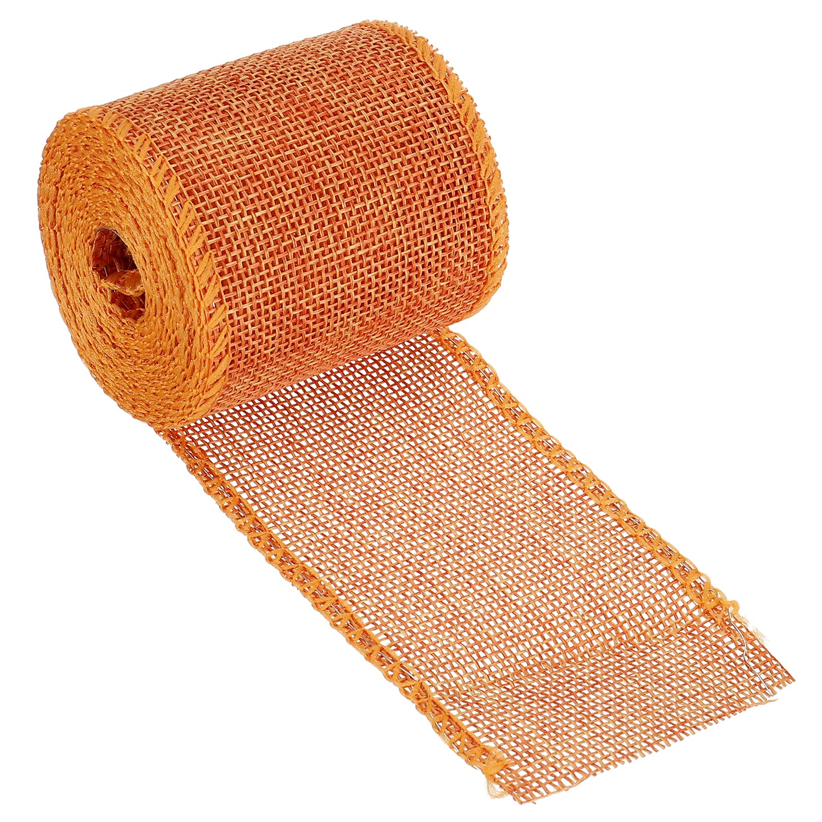 PATIKIL 2.36 Inch Wide 3.28 Yards Burlap Fabric Ribbon, 1 Pack Wired Jute Craft Roll for Party Home DIY Wrapping Decoration, Orange