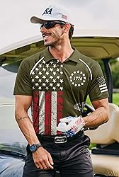 Mainfini Man Distressed 1776 Polo T-Shirt Green USA