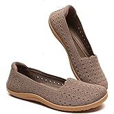 DEXJEWU Women's Wide Toe Box Flats Shoes Knit Ballet Flat Slip-on Dress Walking Comfort Shoes
